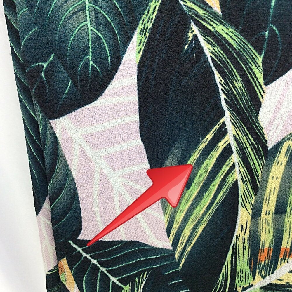 BELONGSCI Dress Womens Size XL Green Tropical Hawaiian Mini Ruffle Bell Sleeve - Picture 7 of 10